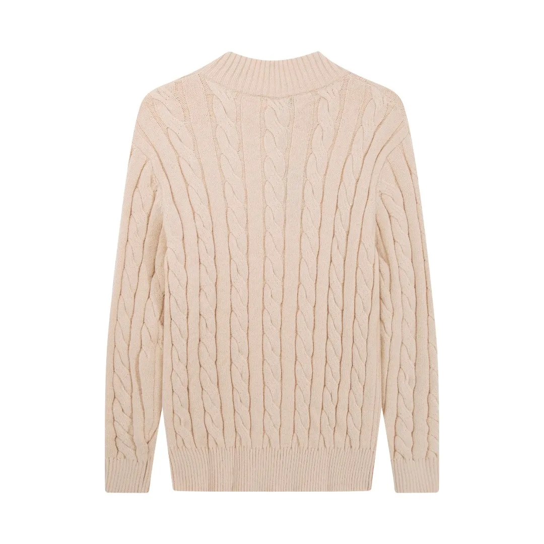 P230 RALPH LAUREN Ralph Lauren seven-color classic small label embroidered stand-collar long-sleeved half-zip knitted sweater tops for men and women seven colors Color: black white gray royal blue pink sky blue khaki code number: S M L XL material: cotton